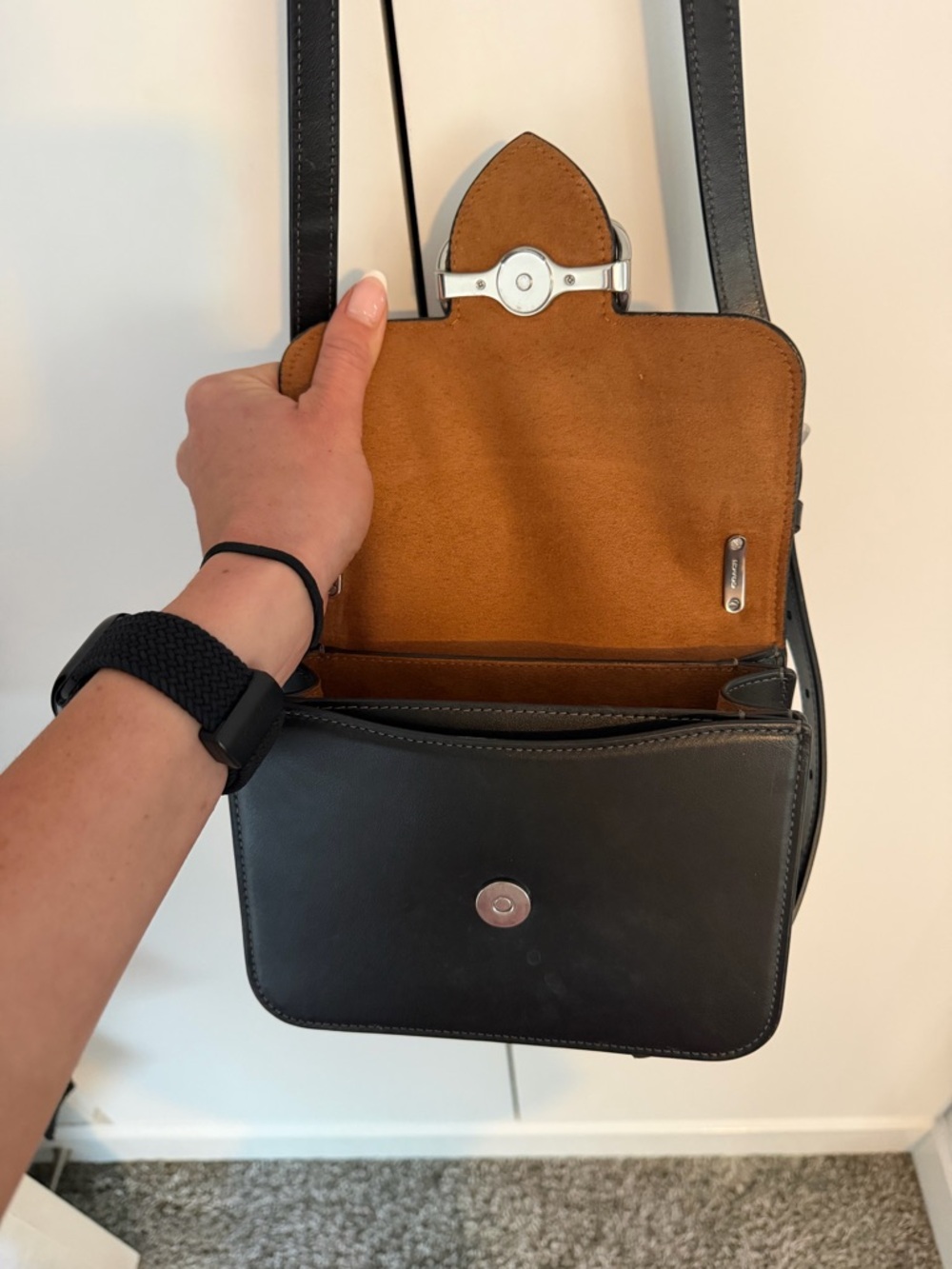 Coach Black Leather Crossbody with Silver Accent Buckle - Picture 6 of 6